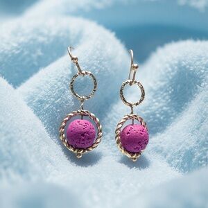 Handmade Elegant Gold and Pink Earrings